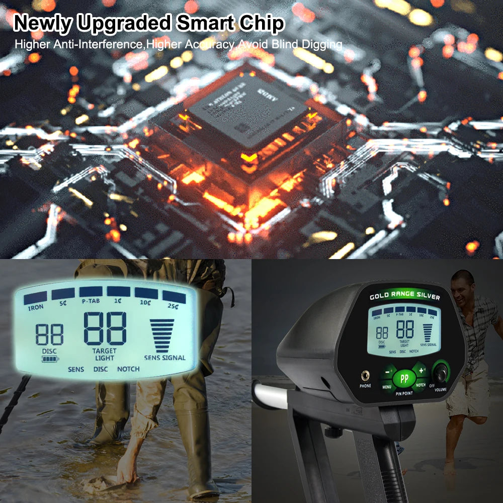Real Instruments MD-4090 Digital Underground Metal Detector – High-Precision LCD Display with Pinpoint Function, Adjustable Sensitivity & Discrimination, Waterproof Coil – Ideal for Coins, Jewelry & Relic Hunting