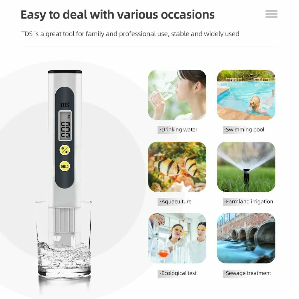 Real Instruments Digital TDS-2 Total Dissolved Solids Meter with High-Accuracy Measurements, Wide Range, Automatic Temperature Compensation, Durable Waterproof Design and Compact, Water Quality Testing in Industrial, Environmental & Aquatic Applications