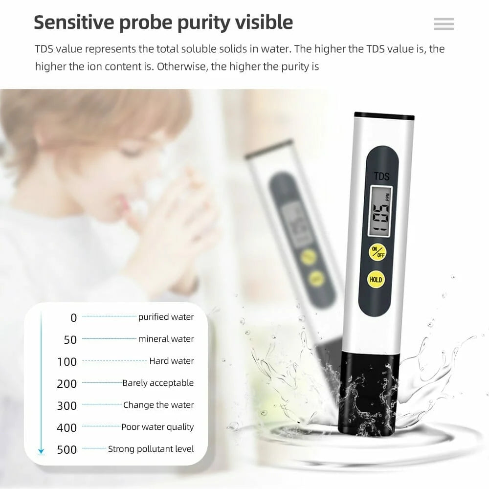 Real Instruments Digital TDS-2 Total Dissolved Solids Meter with High-Accuracy Measurements, Wide Range, Automatic Temperature Compensation, Durable Waterproof Design and Compact, Water Quality Testing in Industrial, Environmental & Aquatic Applications