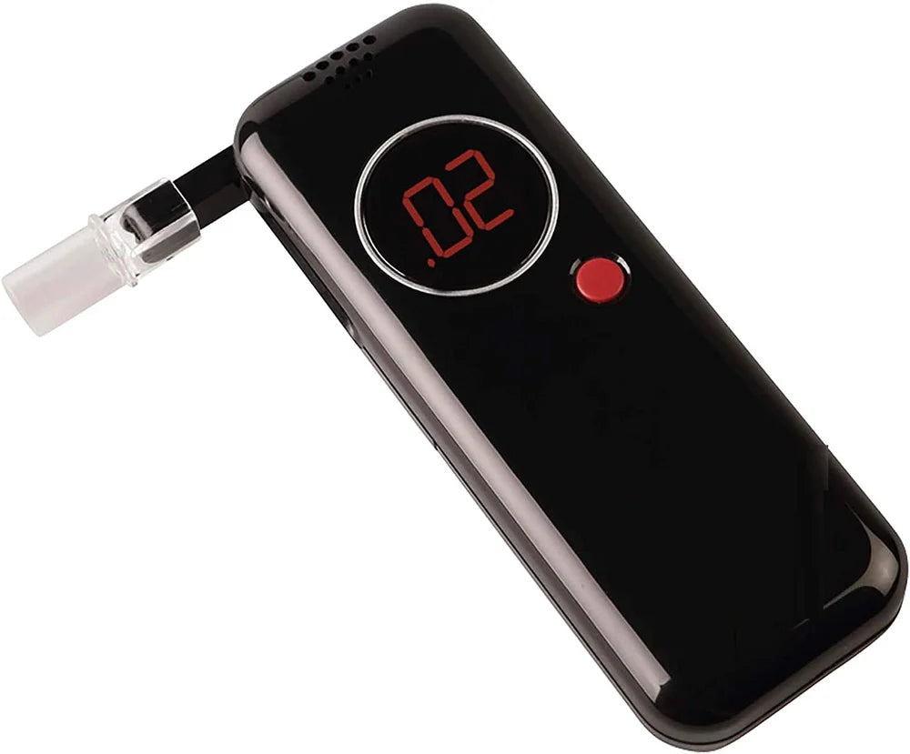 Real Instruments DZ505 Portable Digital Breath Alcohol Tester with Advanced Flat Surface Semiconductor Sensor Technology, High Sensitivity & Repeatability, LED Backlit Display, Audible and Visual Alarms for Exceeding Preset Alcohol Limits, AT-12