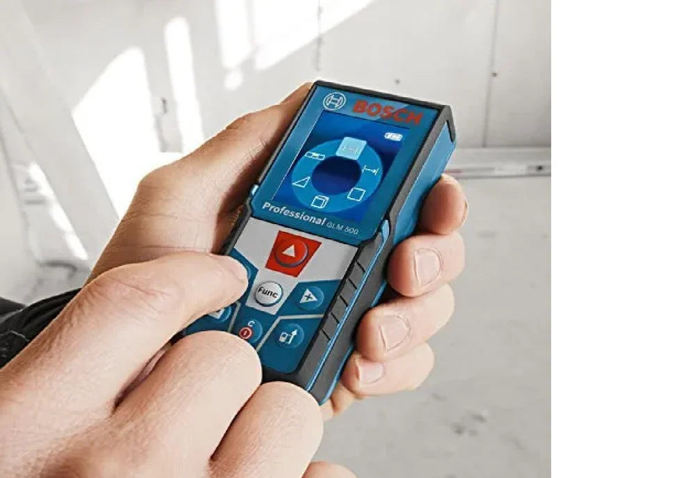 Bosch GLM 500 Professional Laser Distance Meter with 50m Range, High-Precision ±1.5mm Accuracy, 360° Tilt Sensor, Color Backlit Display, Multiple Measurement Modes & IP54 Dust & Splash Protection for Construction & Industrial Use, GLM500