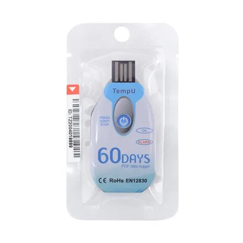 Real Instruments 60 Days Temperature Data Logger USB with PDF Report Single Use Thermometer Logger Disposable Temperature Recorder for Cold Chain Transportation Freezer Lab IP67 Waterproof, TempU02-60