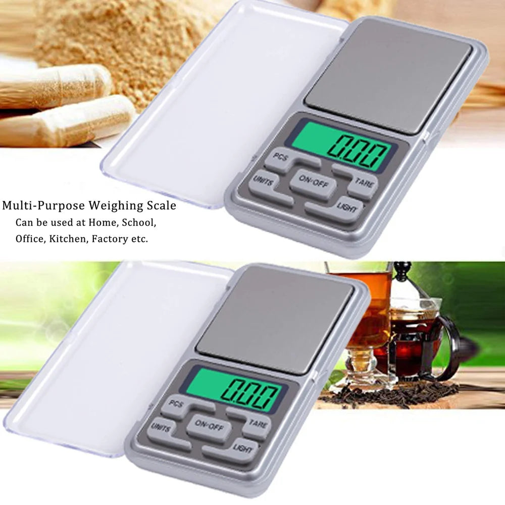 Real Instruments Digital Scale MH-500, Digital Pocket Scale, LED Backlight Display, 0.01-500g for Kitchen Jewelry, Medicine, Tea, Yeast, Coffee, Gold, Silver, Herb and Others, Balance Weight Gram Scale, Silver