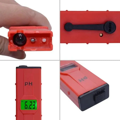 Real Instruments Digital Red PH Test Pen Auto Temperature Compensation PH Meter, PH Tester, for Swimming Pool Food Beverage, PH-01
