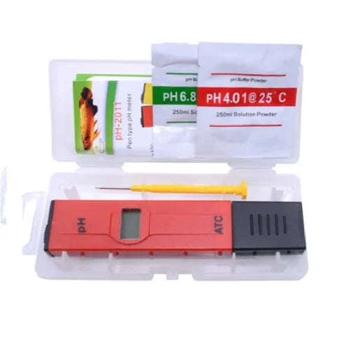 Real Instruments Digital Red PH Test Pen Auto Temperature Compensation PH Meter, PH Tester, for Swimming Pool Food Beverage, PH-01