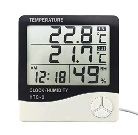 Real Instruments HTC-2 Plastic Digital Indoor Cum Outdoor Thermometer Hygrometer with Temperature Humidity Meter Tester Accurate Temperature Indicator Wall Mounting LCD Digital Monitor for Indoor