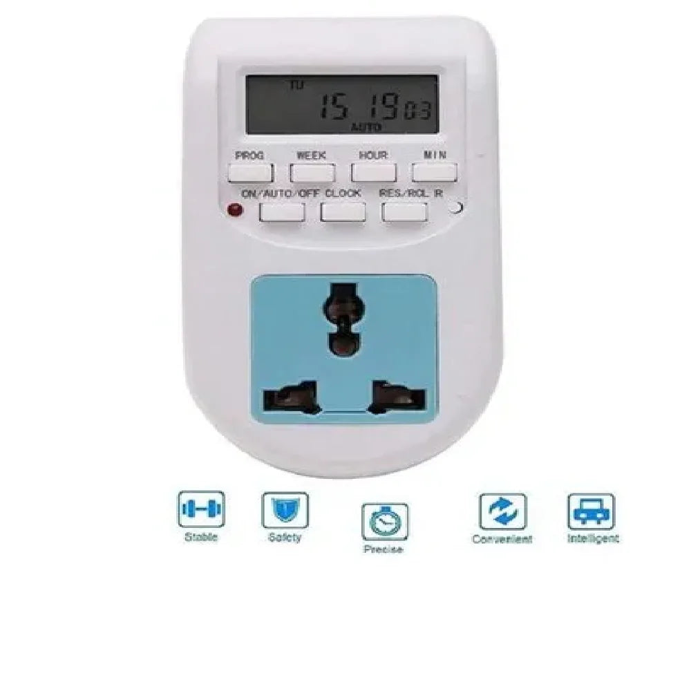 Real Instruments Digital Timer Programmable Timer Switch  (220-240V, 50Hz) LCD Display Digital Timer Switch Multifunctional for Mobile and Laptop Charging, TS-03