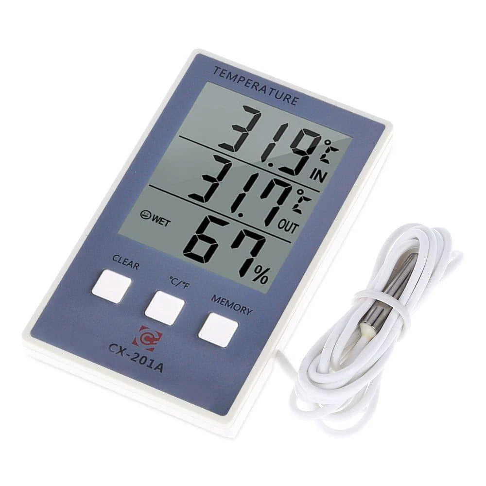 Real Instruments CX-201A LCD Digital Thermometer Hygrometer Indoor/Outdoor Fish Tank Temperature Humidity Measurer Weather Station Tester