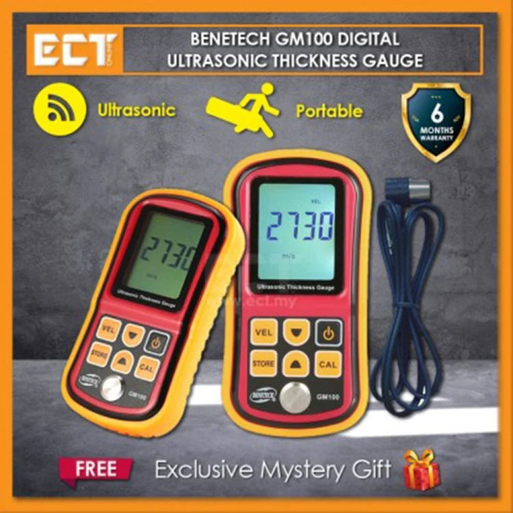 Real Instruments Ultrasonic Thickness Gauge - High Precision, Wide Measuring Range, and User-Friendly LCD Display for Accurate Thickness Measurements - GM100
