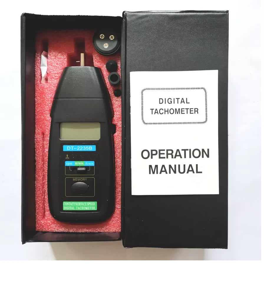 Real Instruments High-Precision Digital Tachometer DT-2235B with Contact & Non-Contact RPM Measurement, Laser Targeting, Max/Min/Average Function, Wide RPM Range of 2-99,999, Large LCD Display with Backlight, Data Hold & Auto Shut-Off, DT-2235B
