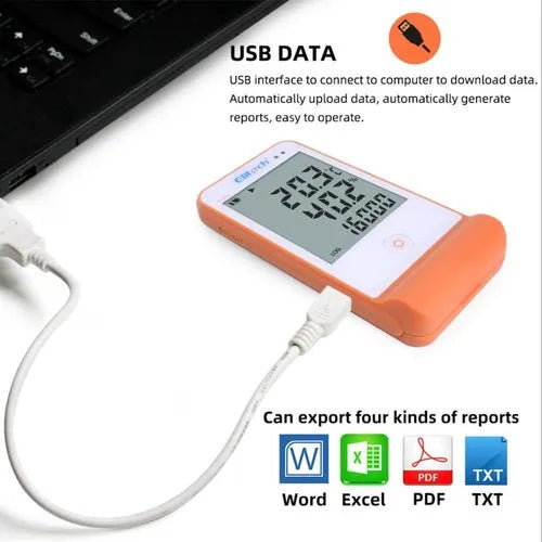 Real Instruments Elitech GSP-6 Digital Temperature and Humidity Data Logger Detachable Dual Probes -40℉ to 158℉ Max Accuracy up to ±0.6℉ Audio Alarm Max/Min Value Large LCD Display, Multi-Use,  GSP-6