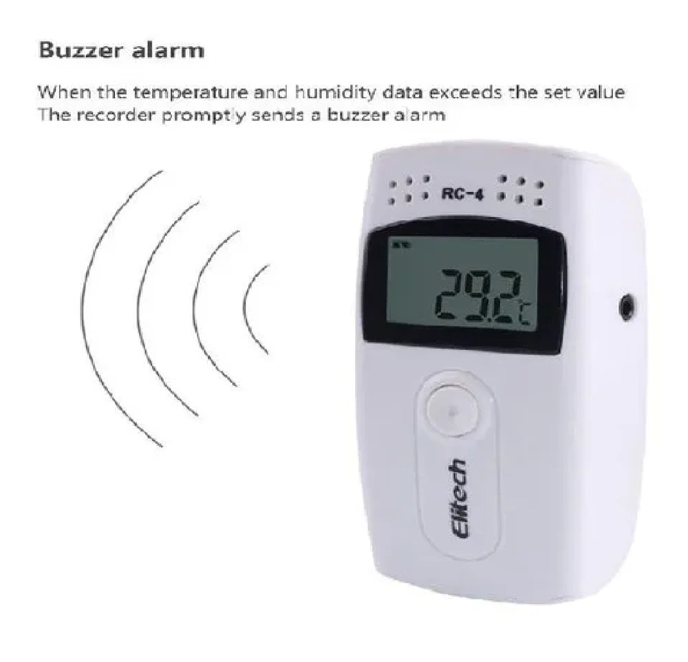 Real Instruments Elitech RC-4 High-Precision Temperature Data Logger with Wide Measurement Range, Large Memory Capacity, USB Connectivity, LCD Display, Replaceable Battery & Automatic PDF/Excel Report Generation for Cold Chain, Medical, Food & Industrial