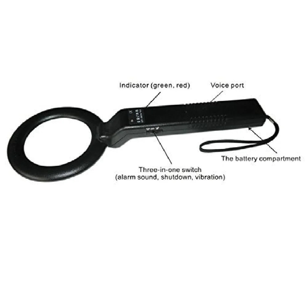 Real Instruments Metal Detector MD-300 Handheld Lightweight Security Scanner with Adjustable Sensitivity 22 kHz Operating Frequency, Audio, Visual & Vibration Alerts 9V Battery-Powered for Security, Industrial, Examination Rooms & Exploration Applications