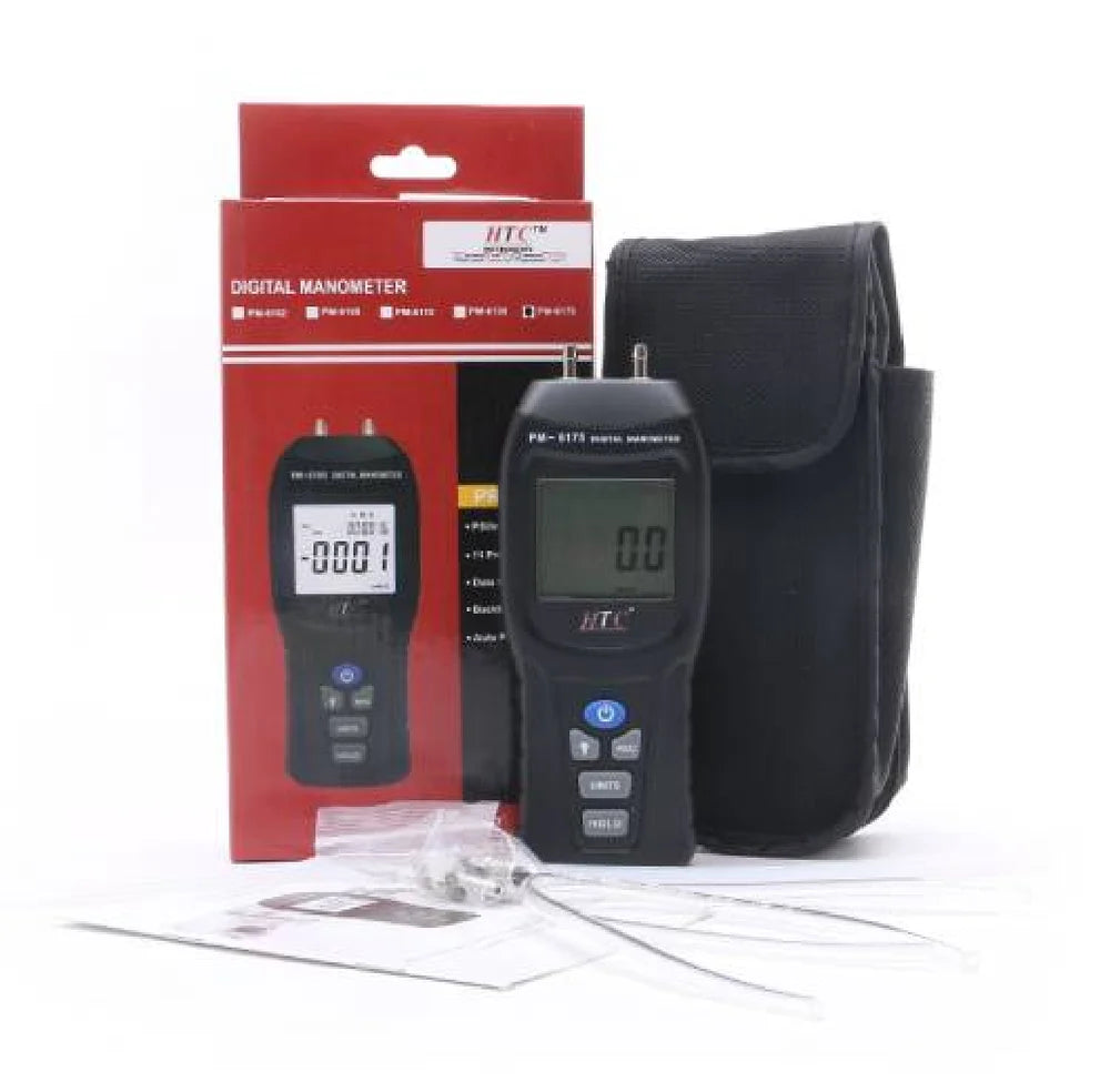 Real Instruments HTC PM-6115 Digital Manometer - Advanced High-Precision Pressure Measurement Device with Multi-Unit Capability, Backlit LCD Display, and Compact Design for Accurate Monitoring up to 15 PSI