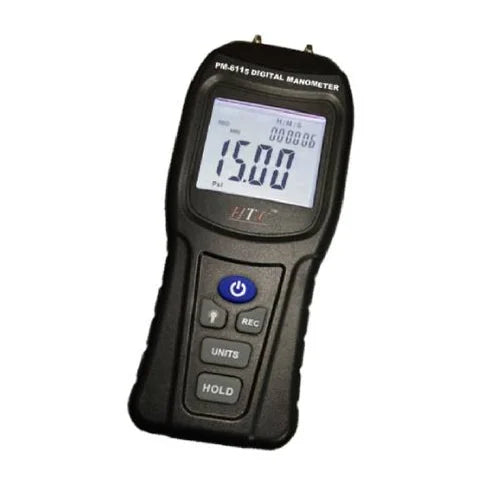 HTC PM-6115 Digital Manometer - Advanced High-Precision Pressure Measurement Device with Multi-Unit Capability, Backlit LCD Display, and Compact Design for Accurate Monitoring up to 15 PSI