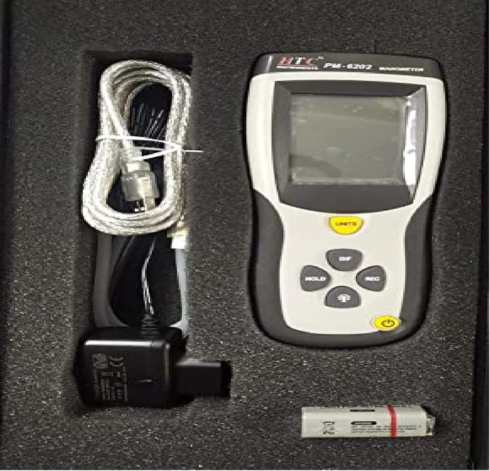 HTC PM-6202 High Precision Digital Manometer 5 PSI with Multi-Unit Pressure Measurement and Advanced Accuracy for Industrial, HVAC, and Scientific Applications