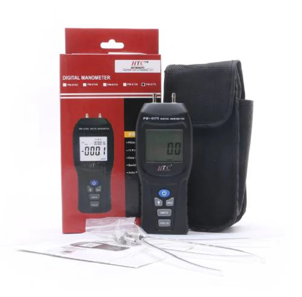 HTC PM-6130 Digital Manometer - Advanced Precision Instrument for Multi-Range Pressure Measurement up to 30 PSI with Backlit LCD Display, Multiple Pressure Units, and Enhanced Portability