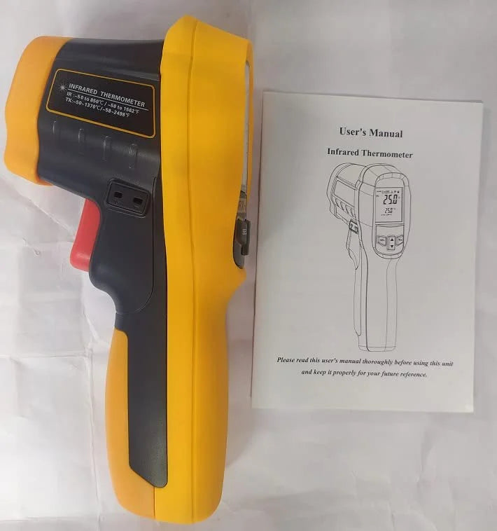 HTC IRX-63 High-Precision Infrared Thermometer with Dual-Laser Targeting, Wide Temperature Range, Non-Contact Digital Measurement, Adjustable Emissivity, Fast Response Time, Backlit LCD Display, and Long-Distance Spot Ratio, IRX-63
