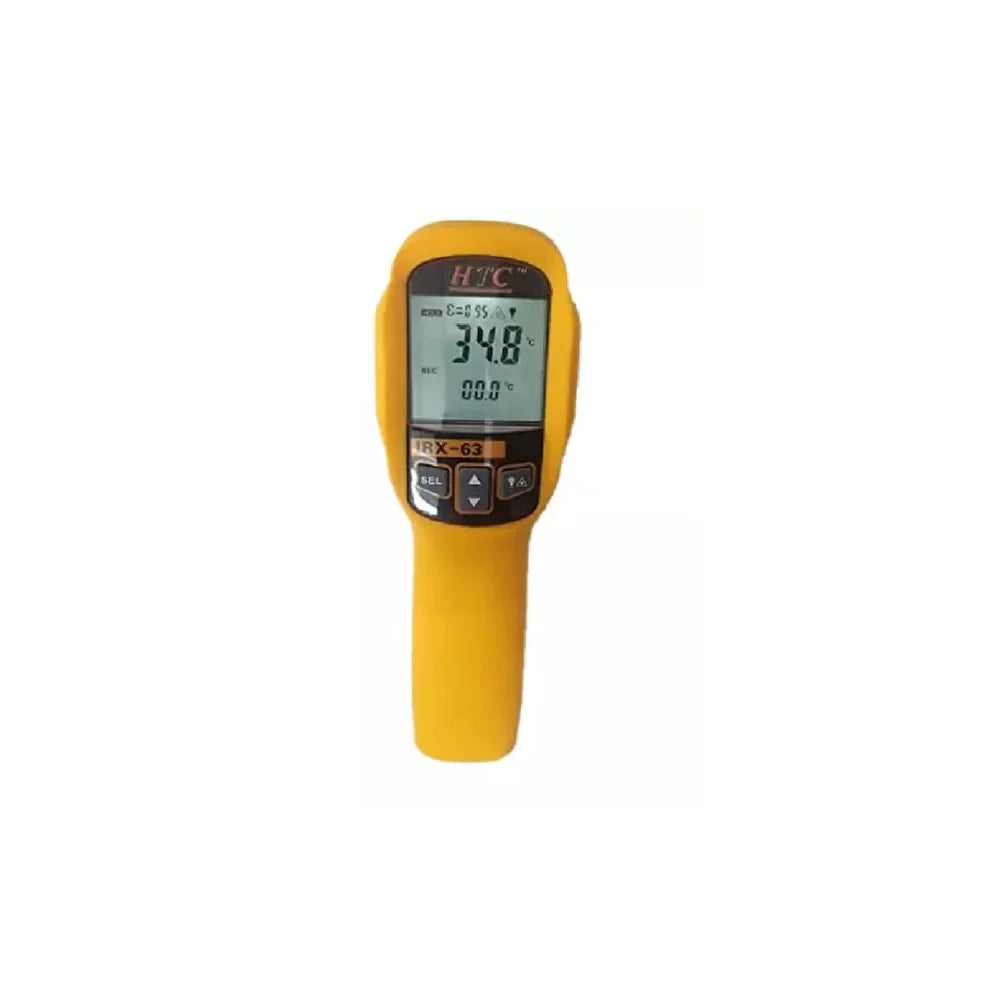 HTC IRX-63 High-Precision Infrared Thermometer with Dual-Laser Targeting, Wide Temperature Range, Non-Contact Digital Measurement, Adjustable Emissivity, Fast Response Time, Backlit LCD Display, and Long-Distance Spot Ratio, IRX-63