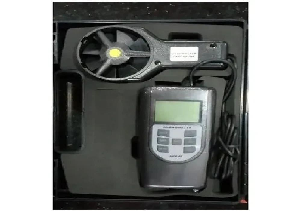 HTC AVM-07 High-Accuracy Digital Vane Anemometer with Large Backlit LCD Display, Multi-Unit Wind Speed and Airflow Measurement in m/s, km/h, ft/min, mph & knots, Temperature Sensing, Max/Min Recording, Data Hold Function, Auto Power Off