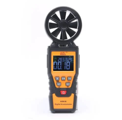 HTC AVM-06 Digital Anemometer with Multi-Unit Wind Speed Measurement, Airflow & Temperature Sensing, Max/Min Recording, Data Hold Function, Auto Power Off & LCD Display for HVAC, Industrial, Environmental and Outdoor Applications