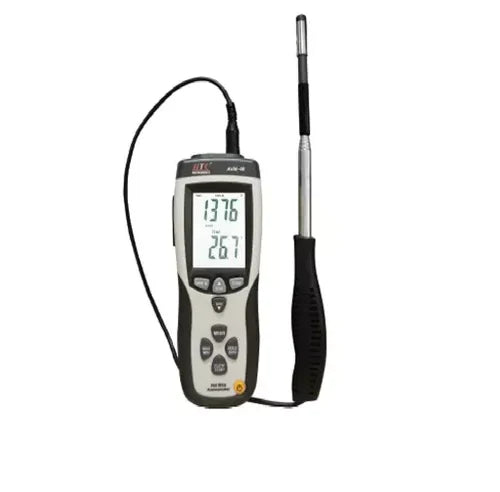 HTC AVM-08 Digital Hot Wire Anemometer with Telescopic Probe, Backlit LCD Display, Multi-Unit Wind Speed & Airflow Measurement in m/s, km/h, ft/min, mph & knots, Temperature Sensing, Max/Min Recording, Data Hold Function, Auto Power Off