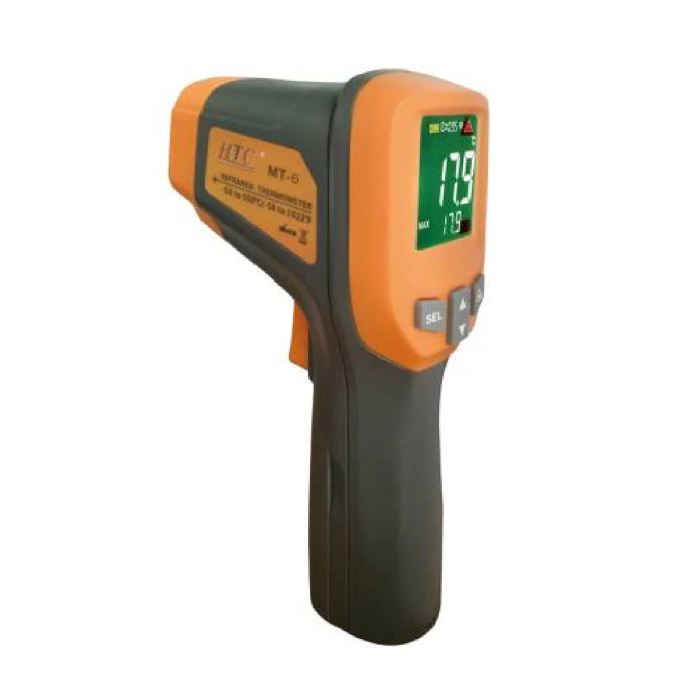 HTC MT-6 High-Accuracy Infrared Thermometer Non-Contact Digital Laser Targeting, Adjustable Emissivity, Fast Response Time, Backlit LCD Display, and Precision Thermal Sensing for Industrial, Automotive, HVAC, Electrical & Laboratory, MT-6