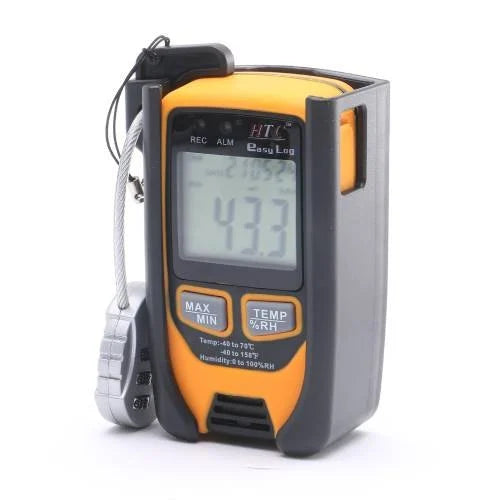HTC Easy Log High-Precision Temperature and Humidity Data Logger with Wide Measurement Range, Large Memory Capacity, Customizable Sampling Intervals, USB Connectivity, LED Indicators, Replaceable Battery, and Automatic Report Generation