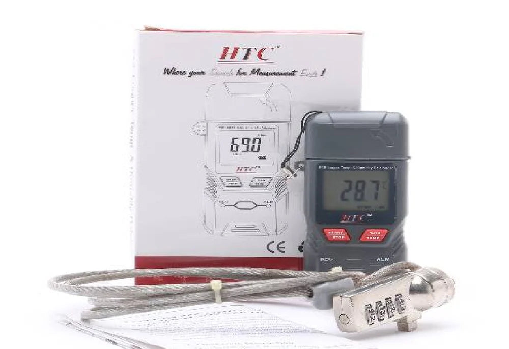 HTC PDF LOG Advanced Humidity and Temperature Data Logger with High-Precision Sensors, Wide Measurement Range, Large Data Storage Capacity, USB Connectivity, Automatic PDF Report Generation, LCD Display, and Long Battery Life