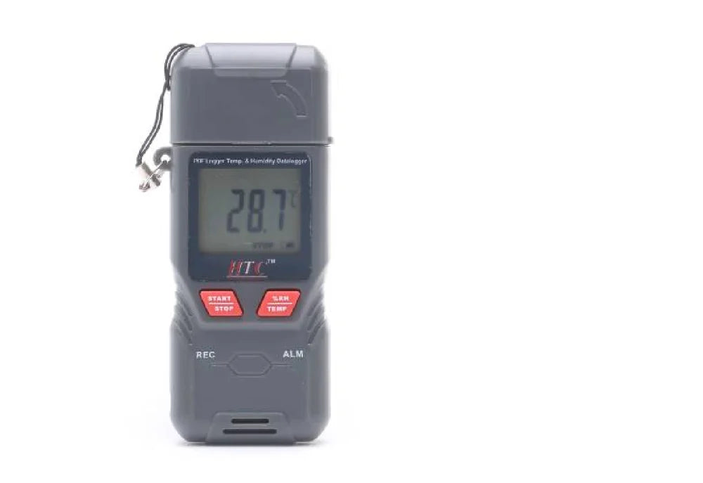 HTC PDF LOG Advanced Humidity and Temperature Data Logger with High-Precision Sensors, Wide Measurement Range, Large Data Storage Capacity, USB Connectivity, Automatic PDF Report Generation, LCD Display, and Long Battery Life
