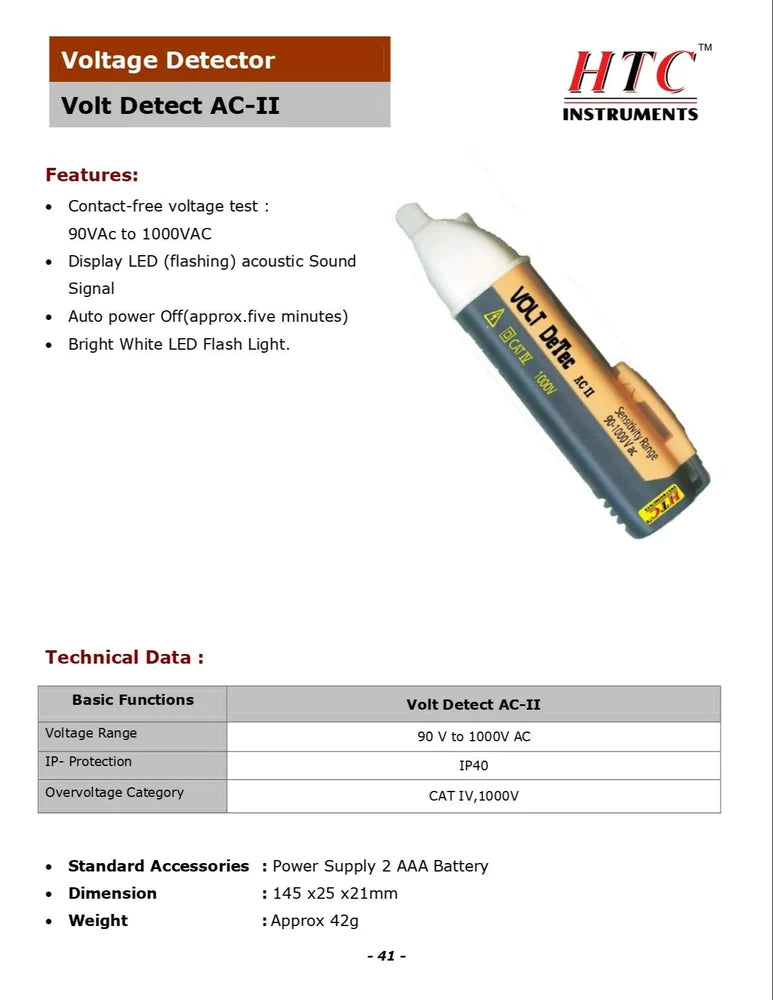 HTC AC-II Non-Contact Voltage Tester, Electrical Voltage Detector Pen 12-1000V AC Inductive Electric Tester Pen Digital Multi-meter Volt Meter with Alarm Mode Live/Null Wire Judgment