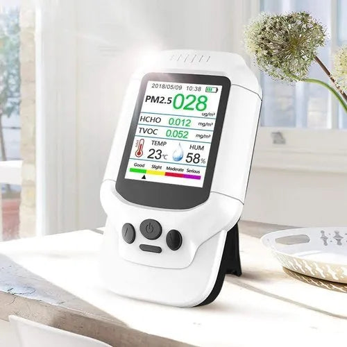 Real Instruments Indoor Air Quality Monitor, HCHO Formaldehyde Detector, Temperature Reader, Pollution Tester & Sensor, Measure TVOC Volatile Organic Compound, PM1.0 PM2.5 PM10 Particulate, AQM-06