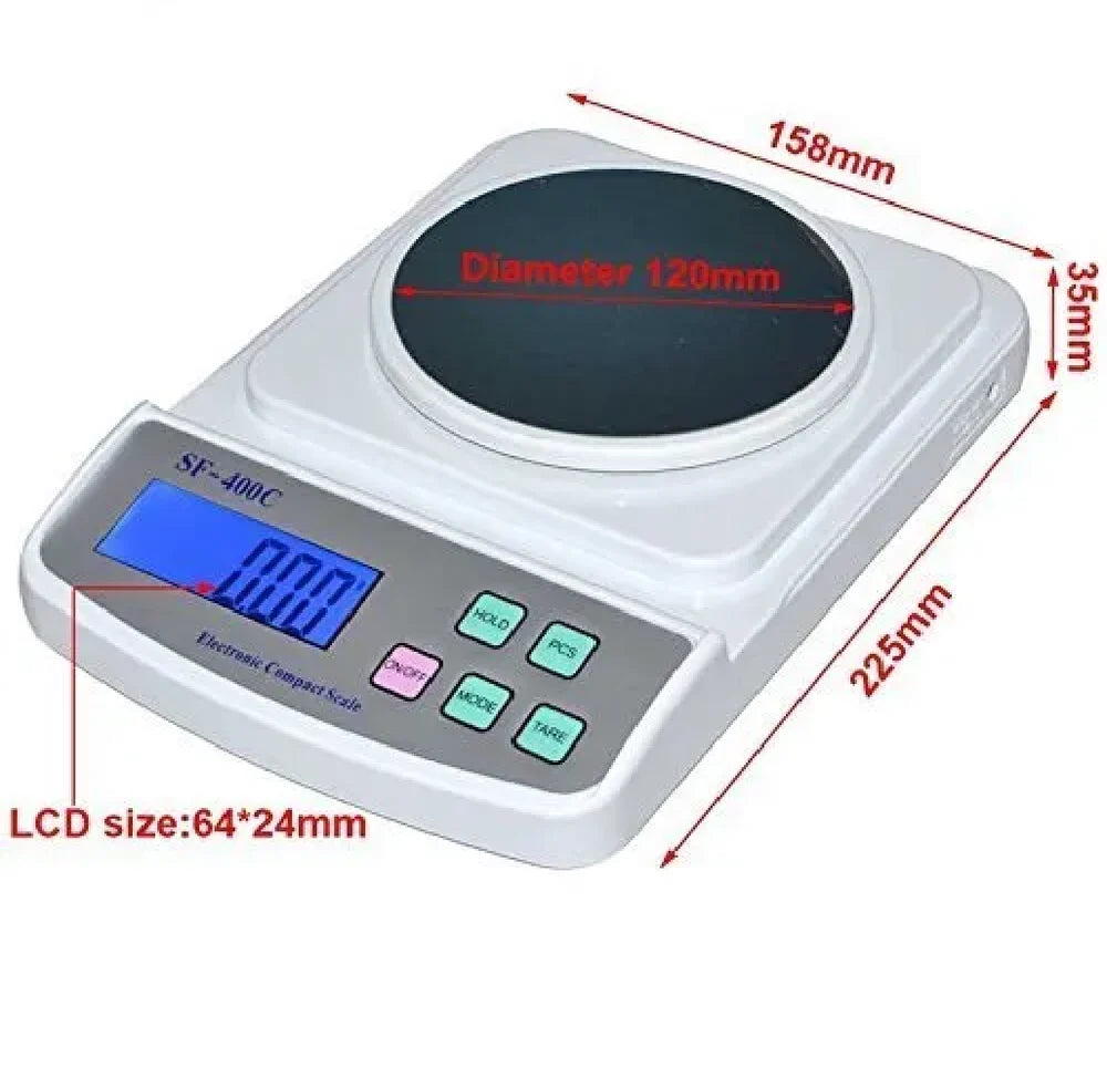 Real Instruments Digital Scale Gold Jewellery Weight measuring machine for Homes, Labs, Scientific & Research Use(SF400C) Electronic Weighing scale Backlight with Windshield Cover (Multipurpose)