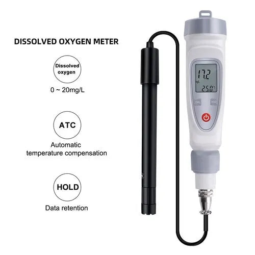 Real Instruments JPB-70A High-Precision Dissolved Oxygen Meter with Wide Measurement Range, Automatic Air Calibration, Temperature Compensation, IP54 Waterproof, & User-Friendly for Environmental Monitoring, Aquaculture, Water Treatment & Laboratory