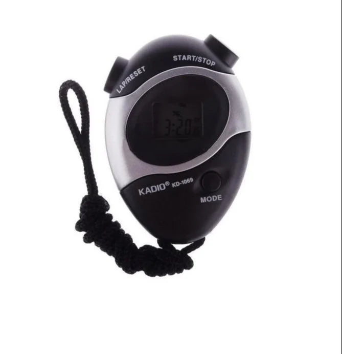 Real Instruments Kadio KD-1069 Digital Stopwatch with 1/100th Second Precision, 23-Hour Timing Capacity, Alarm and Date Function, 12/24 Hour Format, Lightweight Design with Neck Cord for Sports, Fitness, and Educational Use