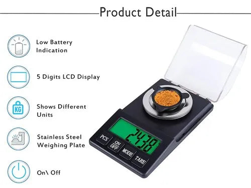 Real Instruments Professional Digital Weighing Scale KW-3018 Digital Pocket Weighing Scale/Carat Scale - 0.001g/1mg - 60g - Ideal for Diamond, Gems, Precious Stones, Gold etc.