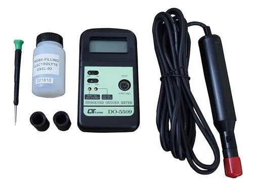 Lutron DO-5509 High-Precision Dissolved Oxygen Meter, Automatic Calibration, Polarographic Probe, Temperature Compensation, IP65 Splashproof Rating for Aquaculture, Environmental Monitoring, Water Treatment & Laboratory Research