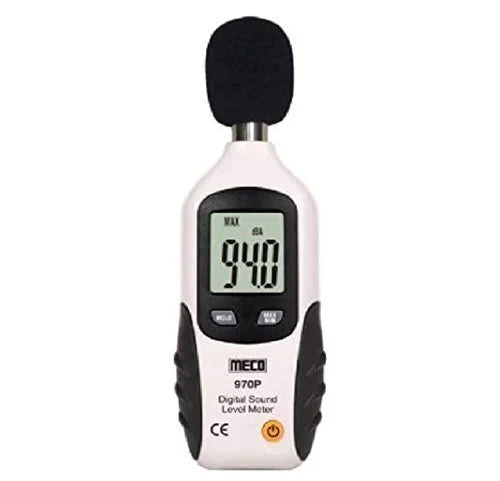 Meco 970P Digital Sound Level Meter 30 dB to 130 dB Range, A-Weighting & C-Weighting, Fast/Slow Response Modes, LCD Display, Data Hold Function, Auto Power Off for Industrial, Environmental, Occupational and Construction Noise Monitoring