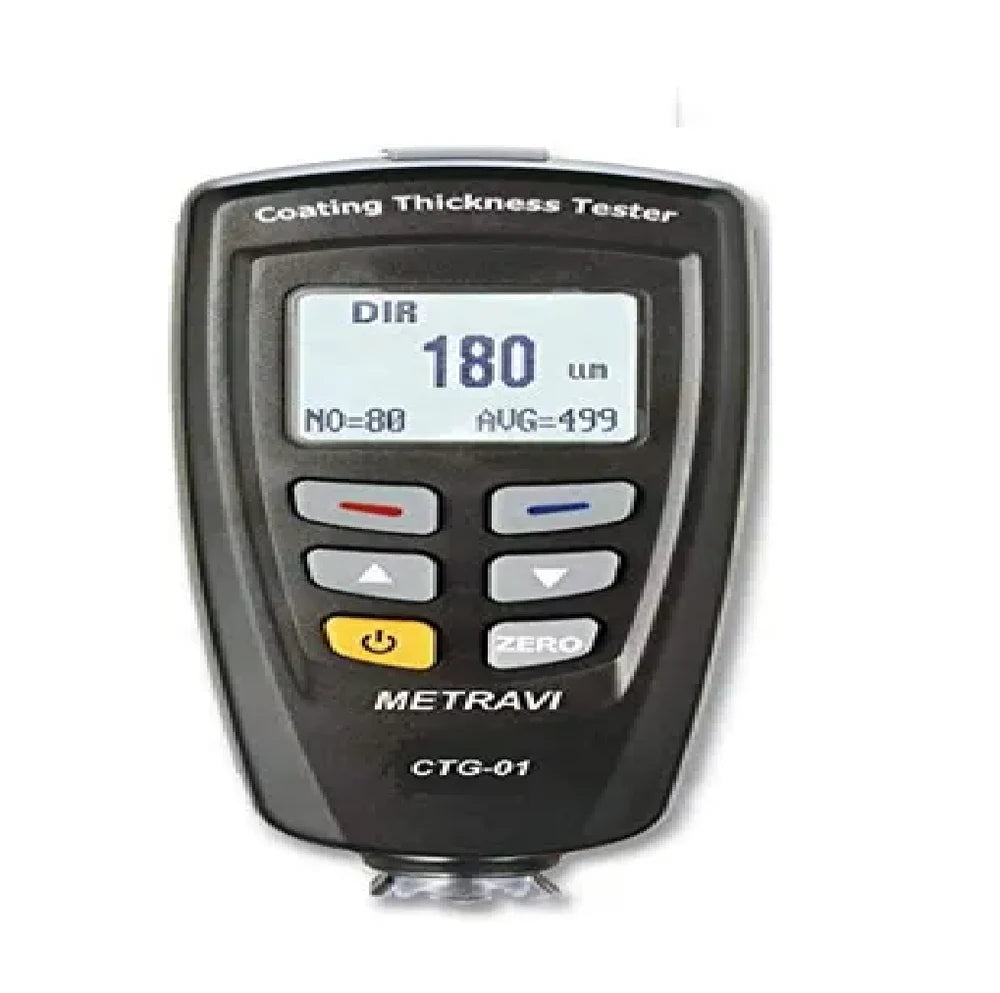 Metravi Coating Thickness Gauge CTG-01 with Dual Technology for Magnetic Induction and Eddy Current Measurements, 0-1250 µm Range, High Accuracy, Backlit LCD Display, Multi-Point Calibration for Ferrous and Non-Ferrous Substrates