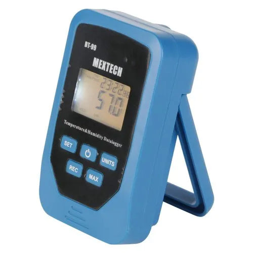 Real Instruments Mextech DT-99 High-Precision Temperature and Humidity Data Logger with Wide Measurement Range, Large Data Storage Capacity, Customizable Sampling Intervals, USB Connectivity, Rechargeable Battery, Real-Time LCD Display & Alarm Indicators