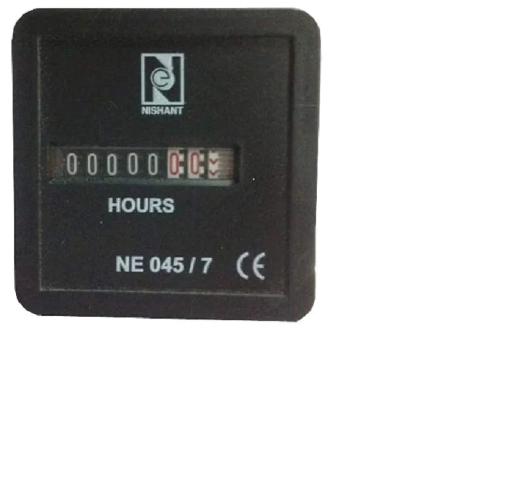 Real Instruments Nishant NE-53/6S Digital Hour Meter with High-Precision Time Recording, 230V AC Operation, Continuous Duty Cycle, Flush Panel Mounting, 99,999.99 Hour Display Capacity, and Robust Design for Industrial Equipment and Machinery Monitoring
