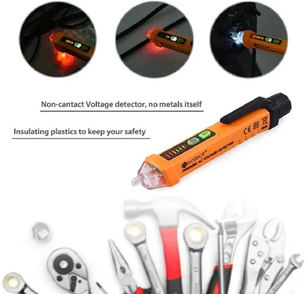 Real Instruments Voltage Tester AC-8 Non-Contact-Based Electrical Tester with AC Voltage Detection Range of 12V to 1000V, LED Indicators, Audible Buzzer, Continuity Test Function, Durable Shock-Resistant Body, and Portable Design for Professional & Home
