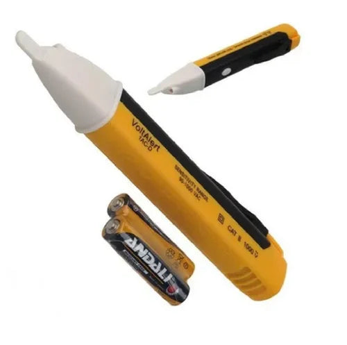 Real Instruments Voltage Tester 90~1000V AC Electric Voltage Power Detector Alert Sensor Tester LED Light Non-Contact Pen,Yellow (1) Battery Powered