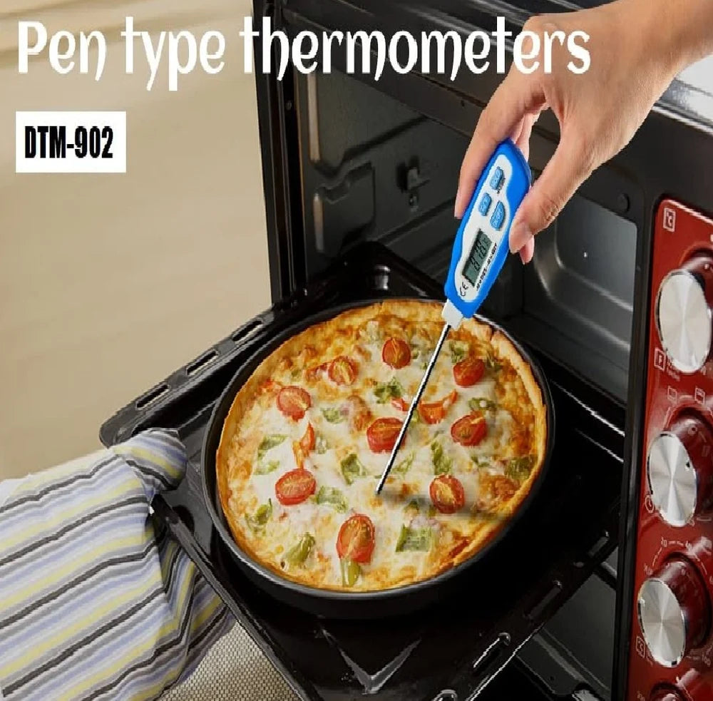 Real Instruments Instant Read Digital Meat Thermometer for Food, Bread Baking, Water, and Liquid. Waterproof and Long Probe with Meat Temp Guide for Cooking, Display with Backlit DTM-902