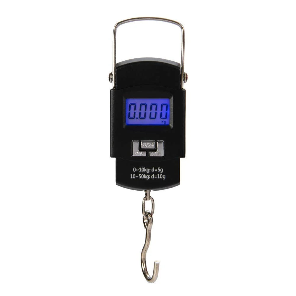 Real Instruments Portable Digital 50 Kg Weighing Scale WH-A08 with Metal Hook Electronic Portable Fishing Hook Type Digital LED Screen Luggage Weighing Scale, 50 kg/ (Black)