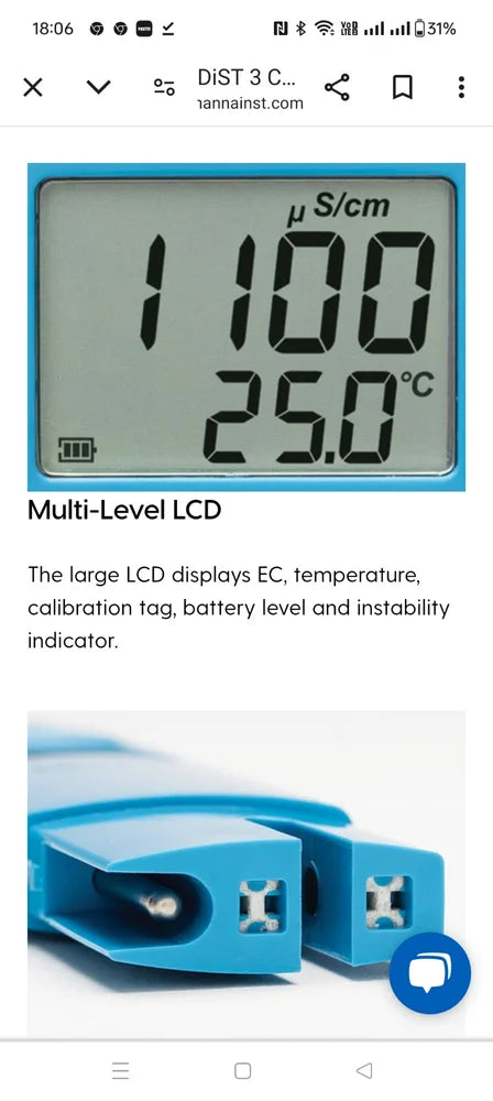 Real Instruments Hanna HI98301 Portable Digita TDS (Total Dissolved Solids) Meter with High-Accuracy Measurement, Automatic Temperature Compensation, Waterproof Design & Compact, User-Friendly Interface for Water Quality Testing & Environmental Monitoring