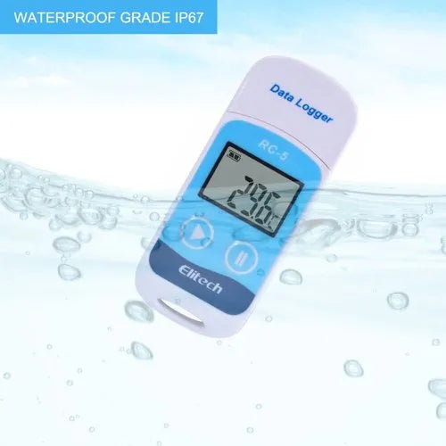 Real Instruments Elitech RC-5 High-Precision Temperature and Humidity Data Logger with Wide Measurement Range, USB Connectivity, Large Data Storage Capacity, LCD Display, Long Battery Life for Cold Chain, Food, Medical & Industrial Monitoring Applications