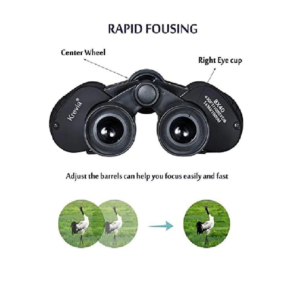 Real Instruments High-Powered 8x40 Wide-Angle Binoculars with Multi-Coated Optics, Large 40mm Objective Lenses, Durable Rubber Armor Coating, Water-Resistant Design, Central Focusing System, Right Eyepiece Diopter Adjustment For Bird Watching, Wildlife