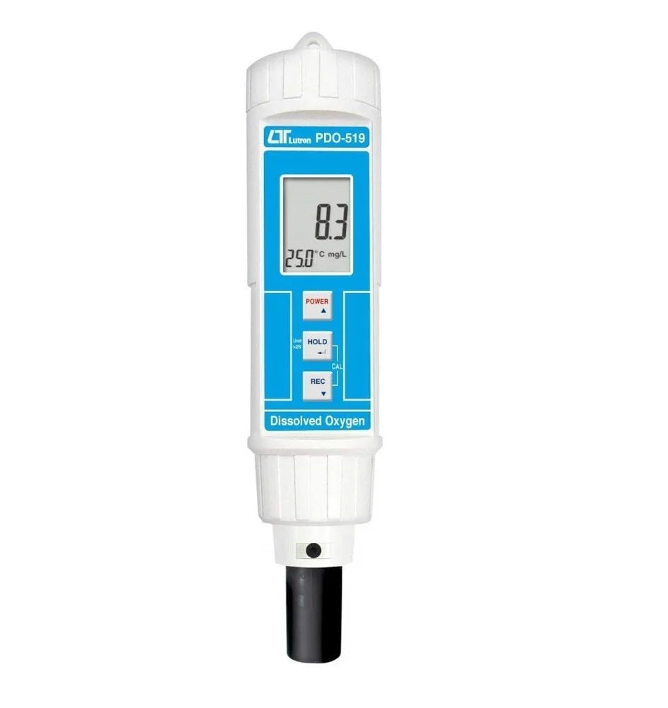 Lutron PDO-519 High-Precision Dissolved Oxygen Meter, Automatic Calibration, Polarographic Probe, Temperature Compensation, IP65 Splashproof Design for Water Quality Testing, Aquaculture, Environmental Monitoring & Laboratory Use