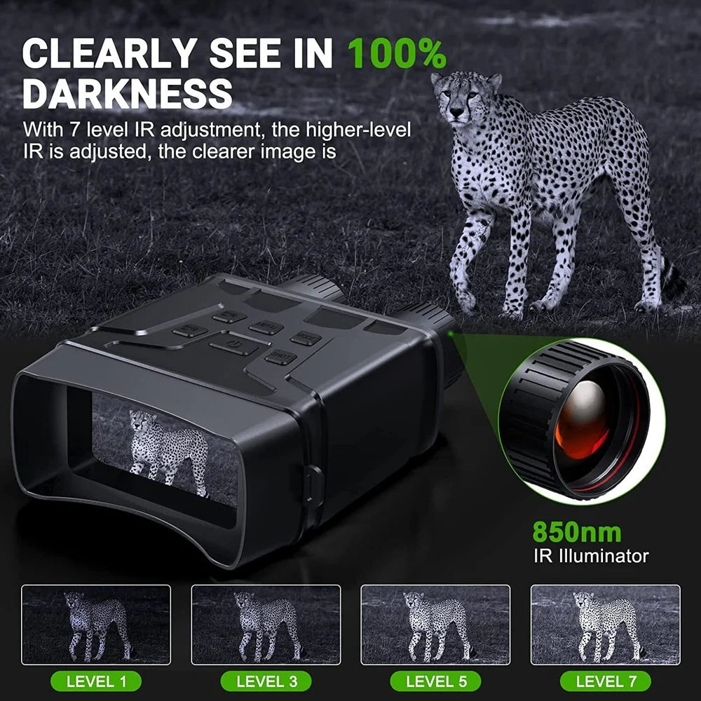 Real Instruments R6 Digital Night Vision Binoculars, 1080p Full HD Photo Night Vision Infrared Optical Binocular 5X Digital Zoom Photo Video Playback Modes 2.4-inch Display 1000ft Viewing Distance Goggles Day & Night Use for Hunting, Camping, Surveillance